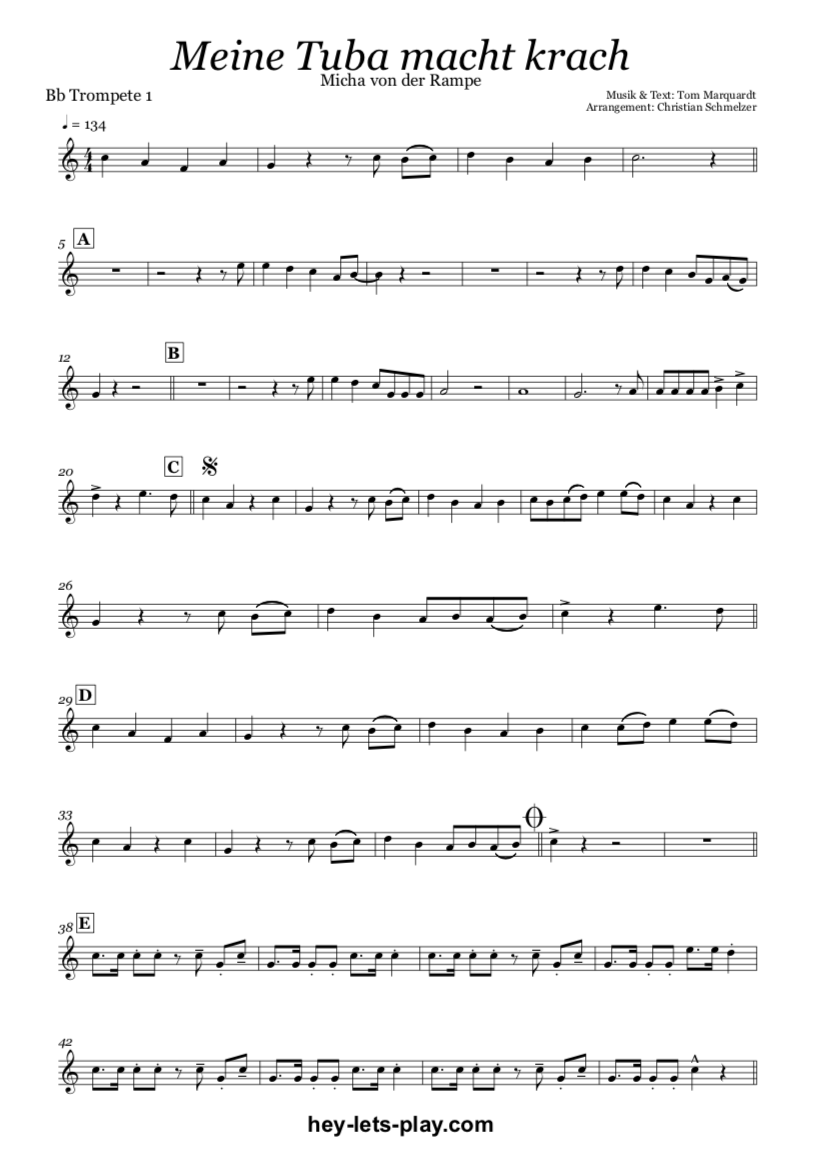 Blasmusik Arrangement "Meine Tuba macht Krach"