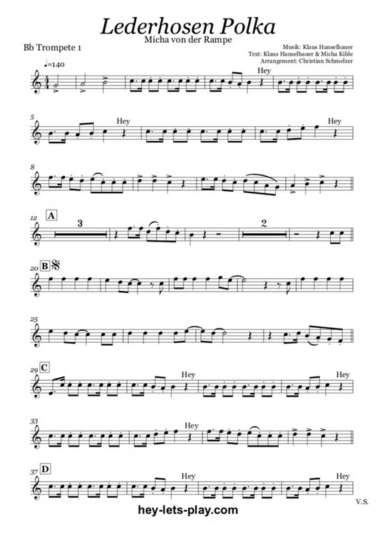 Blasmusik Arrangement "Lederhosen Polka"